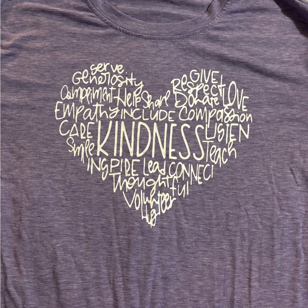 Purple Graphic Tee with Heart Design